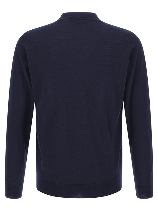 JOHN SMEDLEY Blue Merino Wool Cardigan