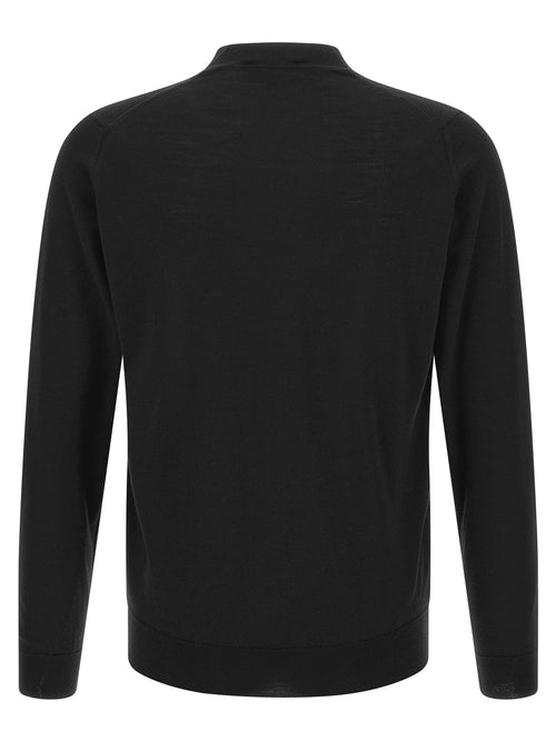 JOHN SMEDLEY Black Merino Wool Cardigan