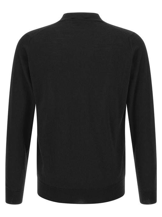 JOHN SMEDLEY Black Merino Wool Cardigan