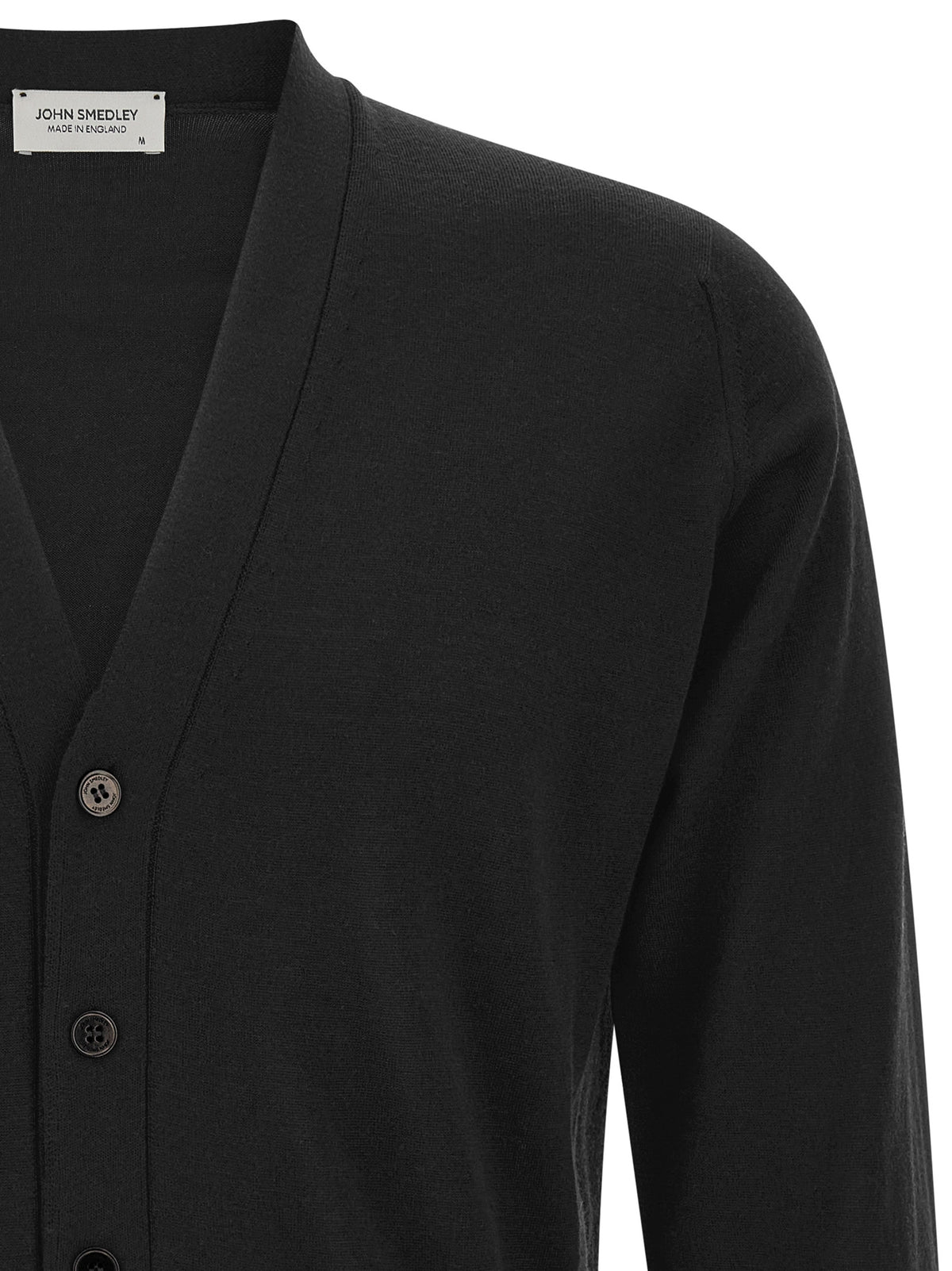JOHN SMEDLEY Black Merino Wool Cardigan