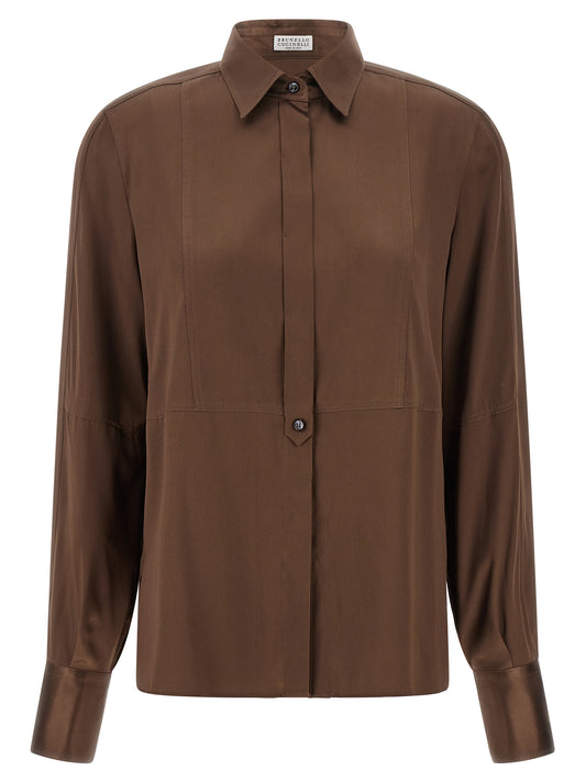 Brunello Cucinelli Brown Silk Blouse