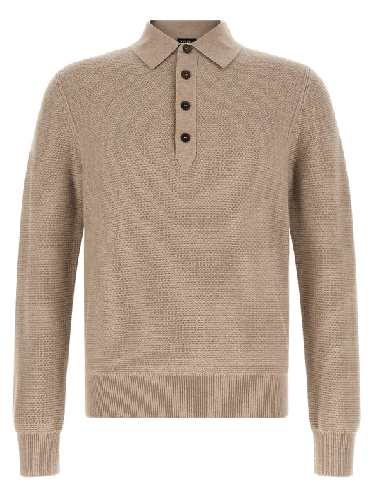ZEGNA Beige Cashmere Polo Shirt