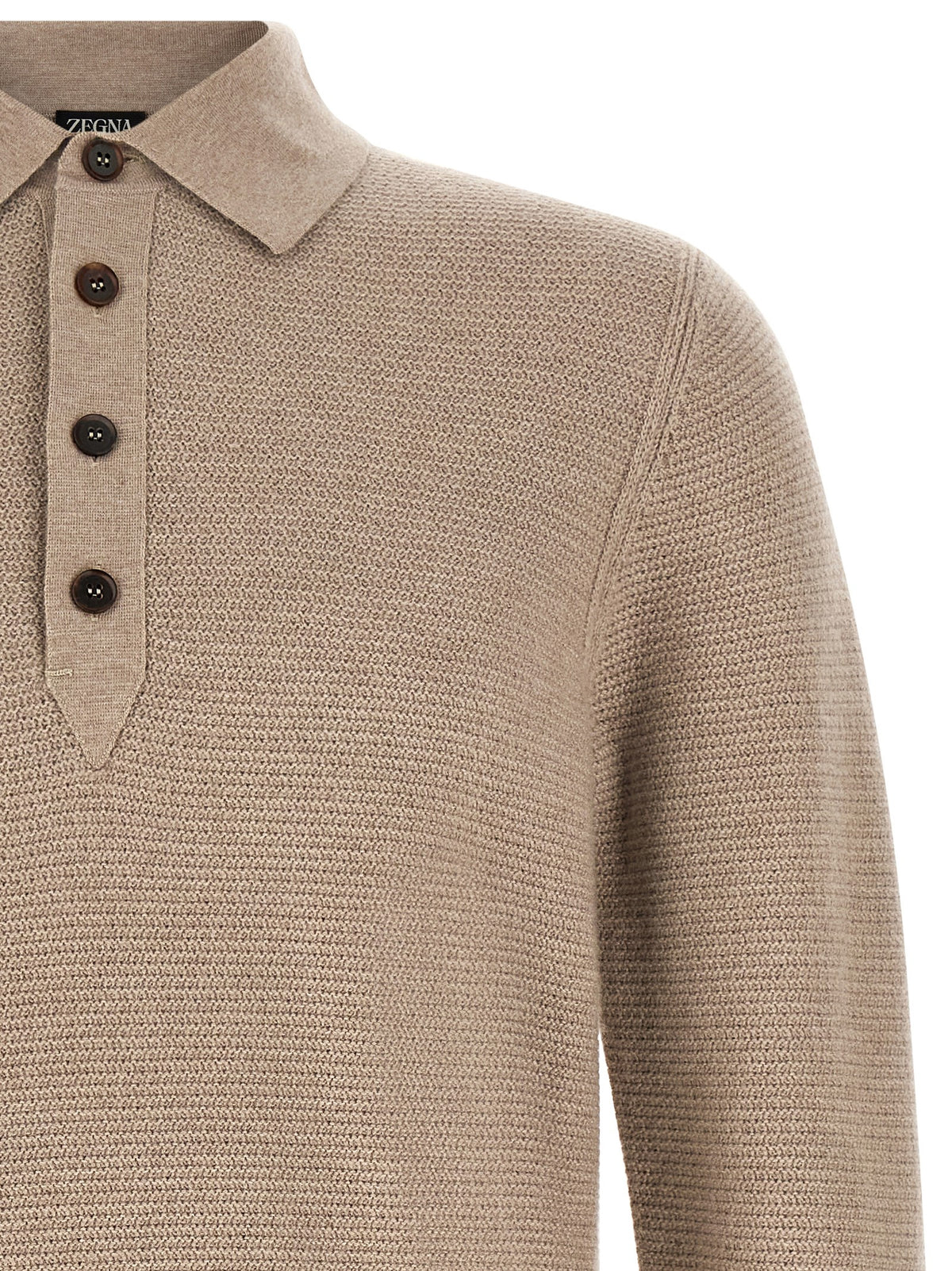 ZEGNA Beige Cashmere Polo Shirt