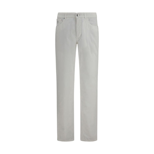 Brunello Cucinelli White Cotton Casual Pants