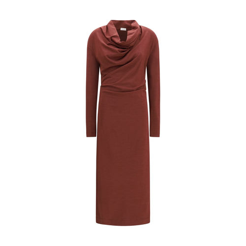 Brunello Cucinelli Bordeaux Wool Oves Aries Casual Dress