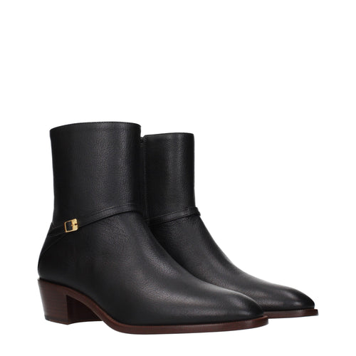 Valentino Garavani Black Leather Ankle Boots