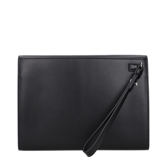 Ferragamo Black Leather Clutch Bag