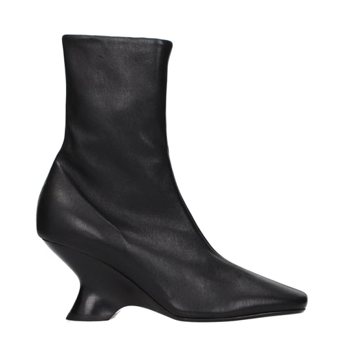 Dries Van Noten Black Leather Ankle Boots