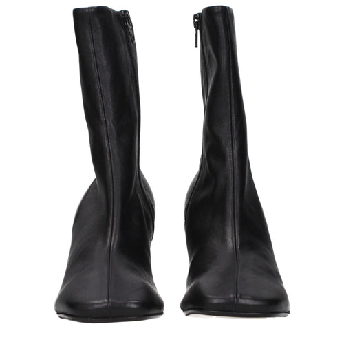 Dries Van Noten Black Leather Ankle Boots