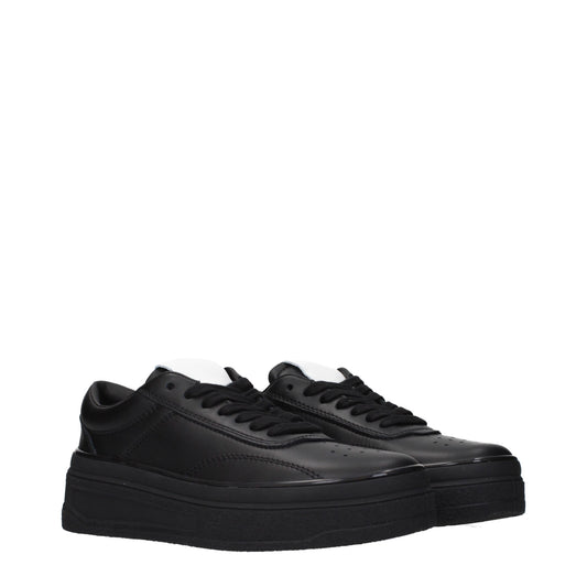 Jil Sander Black Leather Platform Sneakers