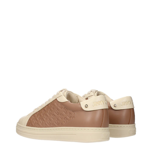Jimmy Choo Beige Leather Low Top Sneakers
