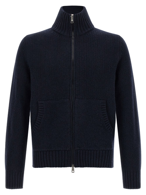 Moncler Blue Virgin Wool Cardigan