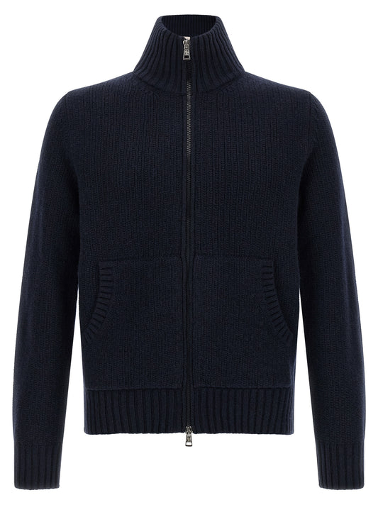 Moncler Blue Virgin Wool Cardigan