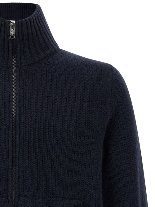 Moncler Blue Virgin Wool Cardigan