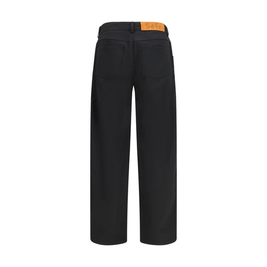 SÉFR Black Polyester Casual Pants