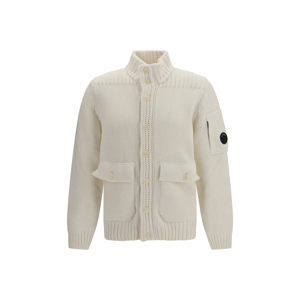C.P. Company White Wool Oves Aries Cardigan