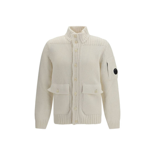 C.P. Company White Wool Oves Aries Cardigan