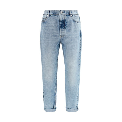 Brunello Cucinelli Blue Cotton Straight-Leg Jeans