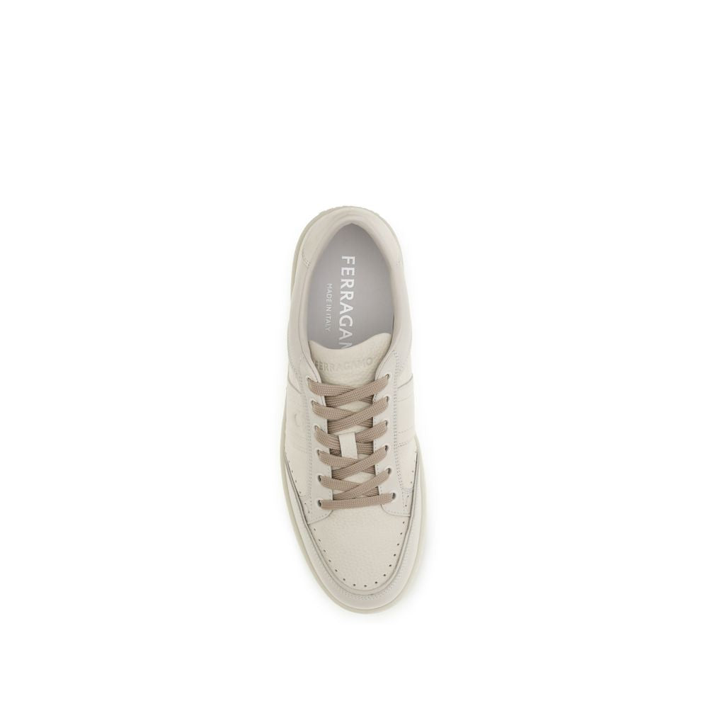 Ferragamo Beige Nubuc Leather Low Top Sneakers