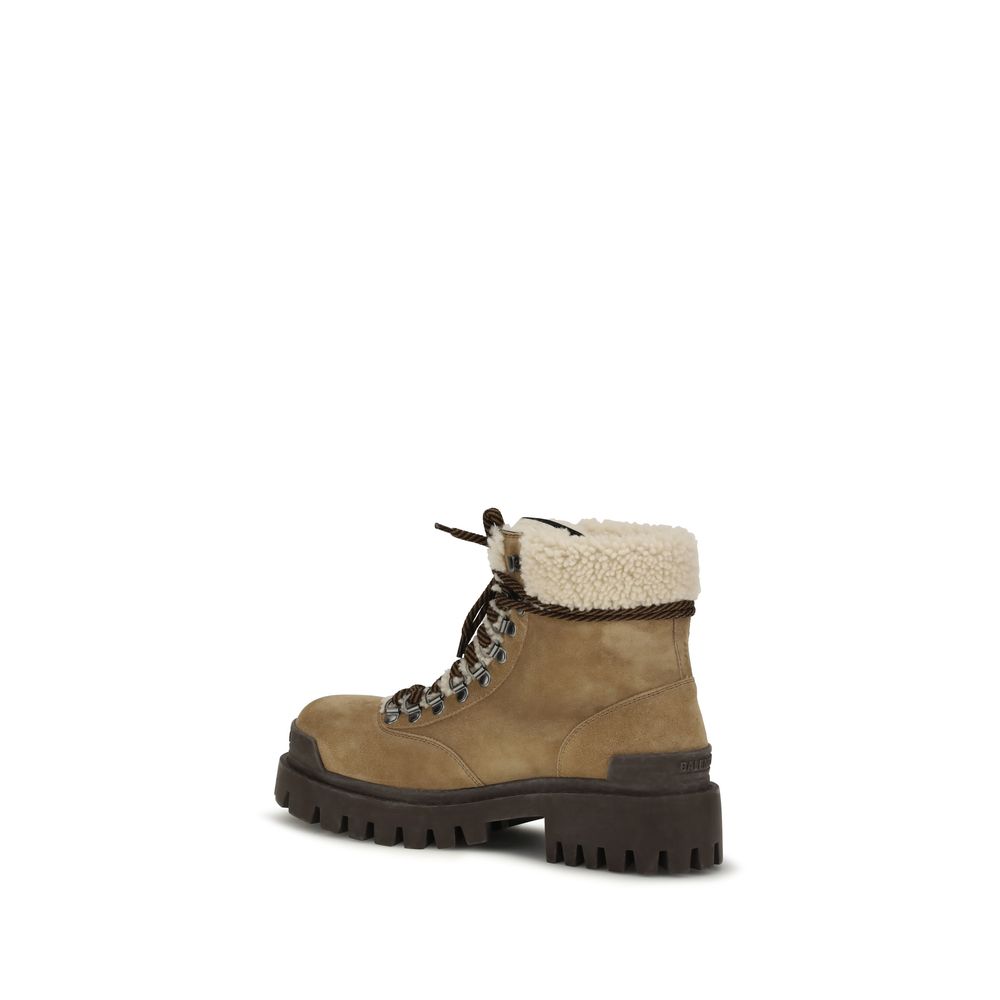 Balenciaga Beige Suede Leather Lace-Up Boots