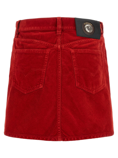 Versace Red Cotton Long Skirt