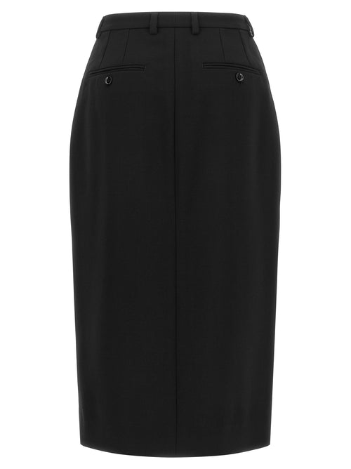 Dolce & Gabbana Black Virgin Wool Midi Skirt