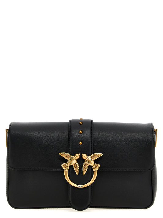 PINKO Black Calfskin Shoulder Bag