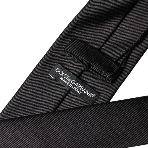 Dolce & Gabbana Black Solid 100% Silk Adjustable Men Tied Necktie Tie