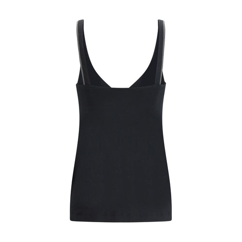 Brunello Cucinelli Black Cotton Sleeveless T-Shirt
