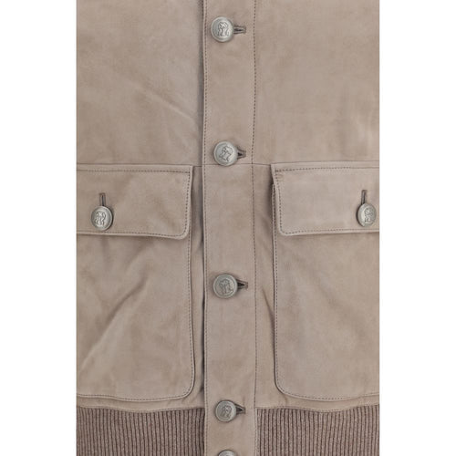 Brunello Cucinelli Beige Calf Leather Full-Length Jacket
