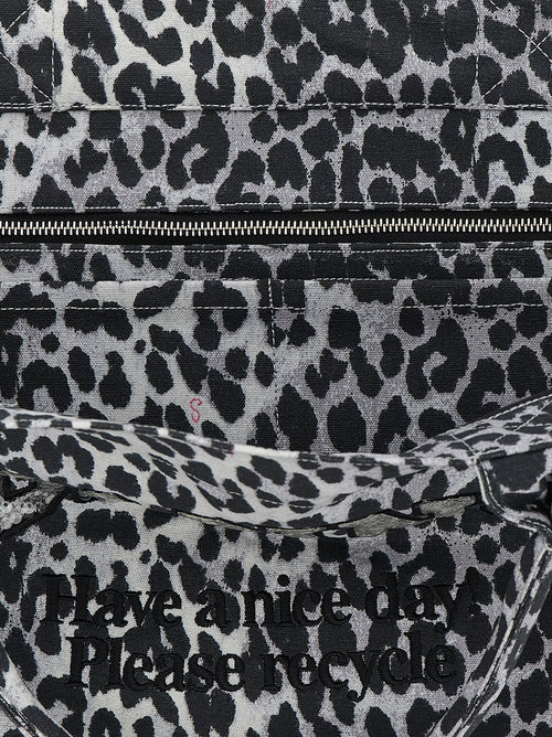 Ganni Gray Recycled Cotton Tote Bag