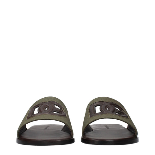 Dolce & Gabbana Green Fabric Slippers
