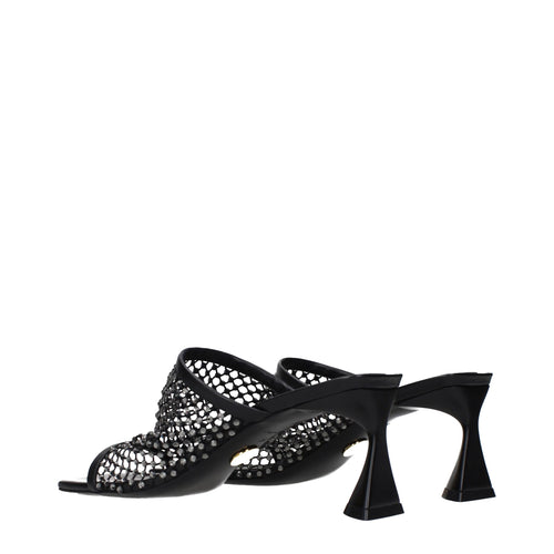 Stella McCartney Black Leather Stiletto Heel Sandals