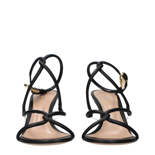 Gianvito Rossi Black Leather Stiletto Heel Sandals