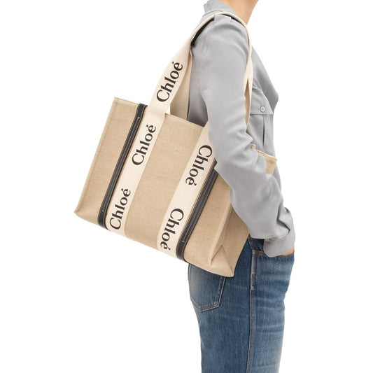 Chloé Beige Linen Tote Bag