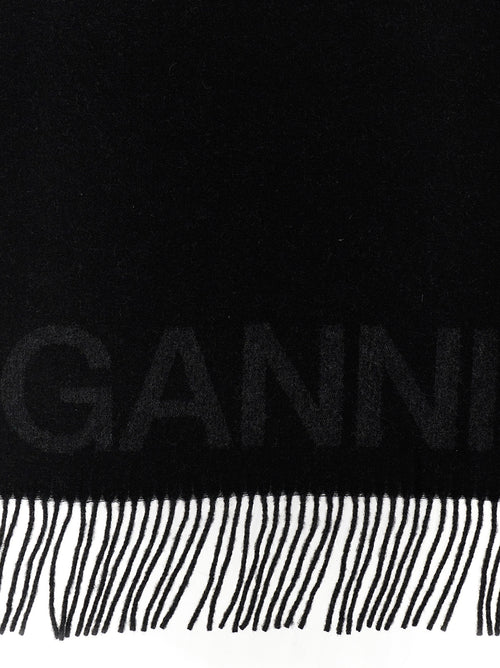 Ganni Black Wool Scarf