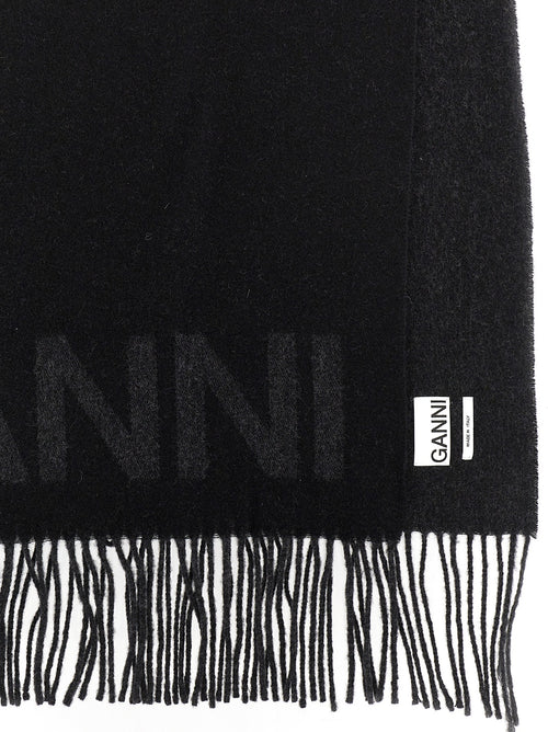 Ganni Black Wool Scarf