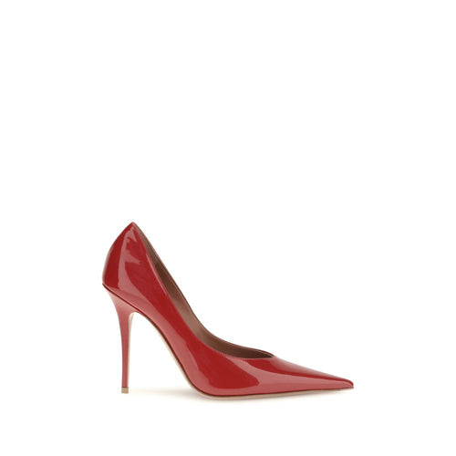 Amina Muaddi Red Calf Leather High Heel Pumps