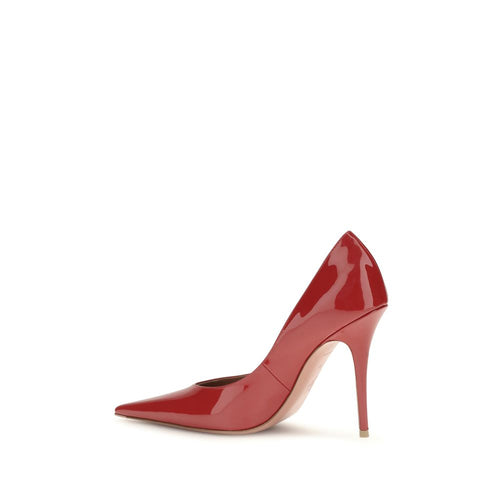 Amina Muaddi Red Calf Leather High Heel Pumps