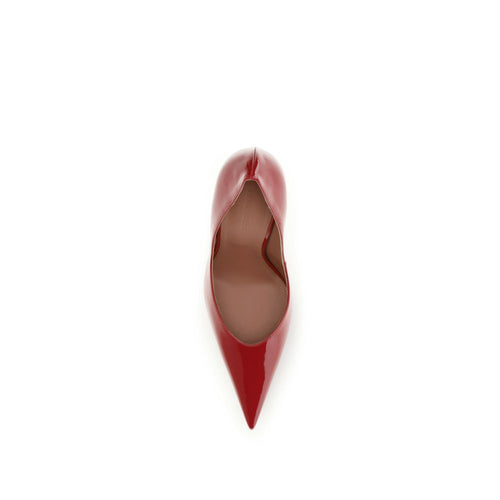 Amina Muaddi Red Calf Leather High Heel Pumps