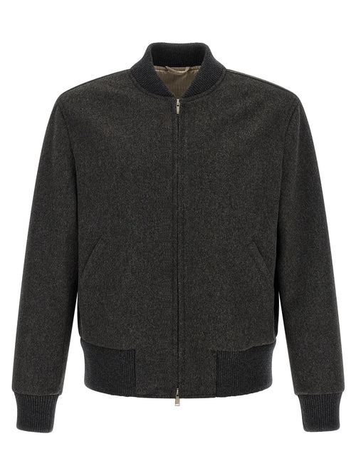 Lardini Gray Virgin Wool Bomber