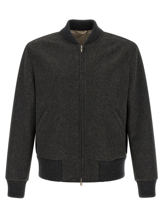Lardini Gray Virgin Wool Bomber