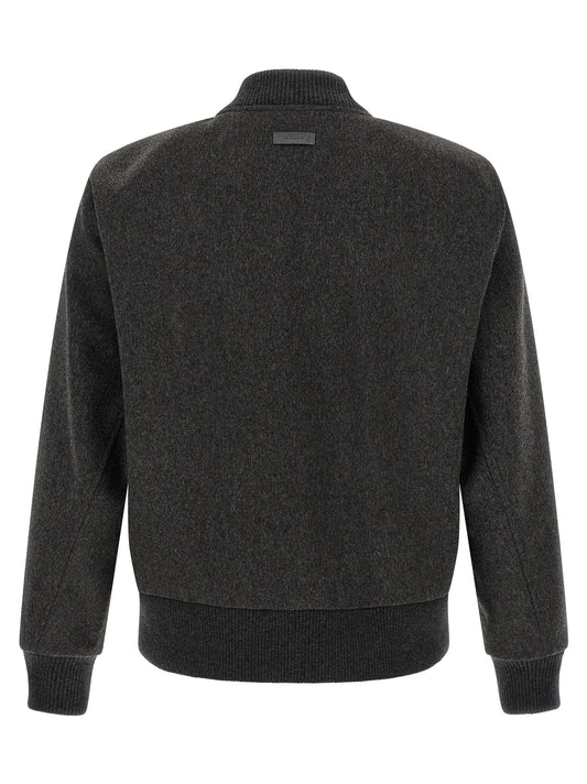 Lardini Gray Virgin Wool Bomber