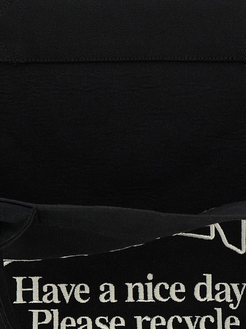 Ganni Black Recycled Cotton Tote Bag
