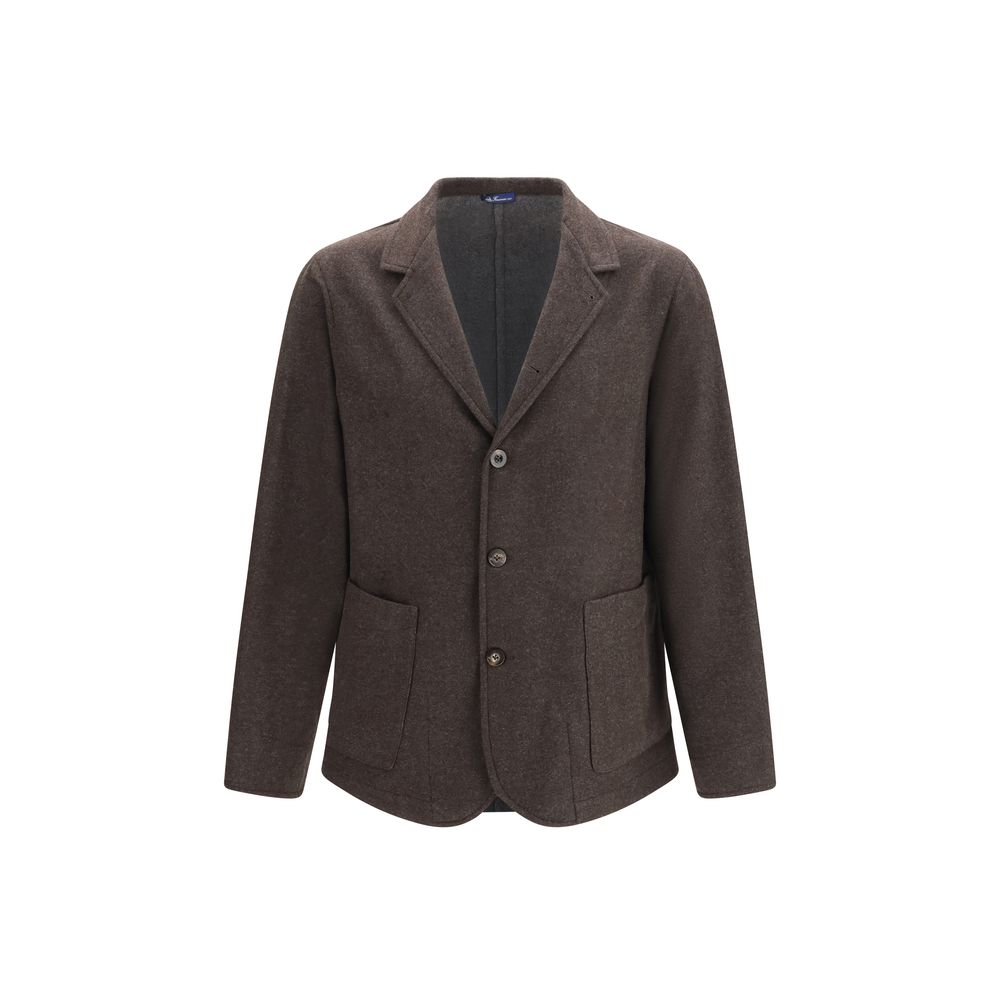 Finamore Brown Wool Full-Length Jacket