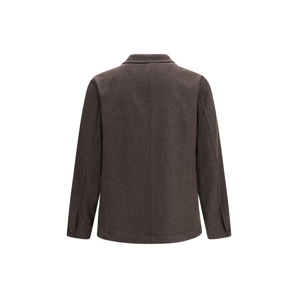 Finamore Brown Wool Full-Length Jacket