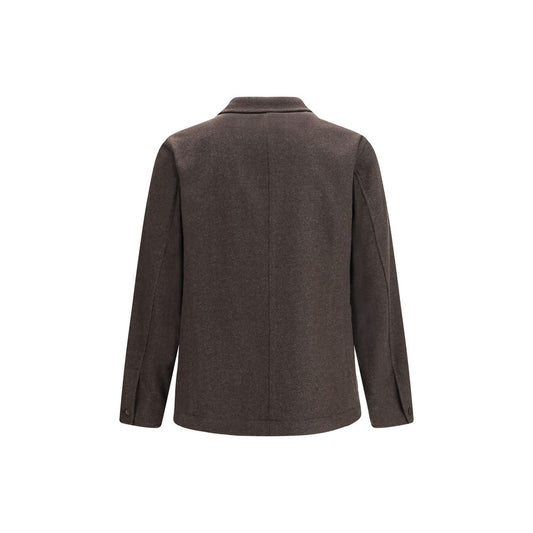 Finamore Brown Wool Full-Length Jacket