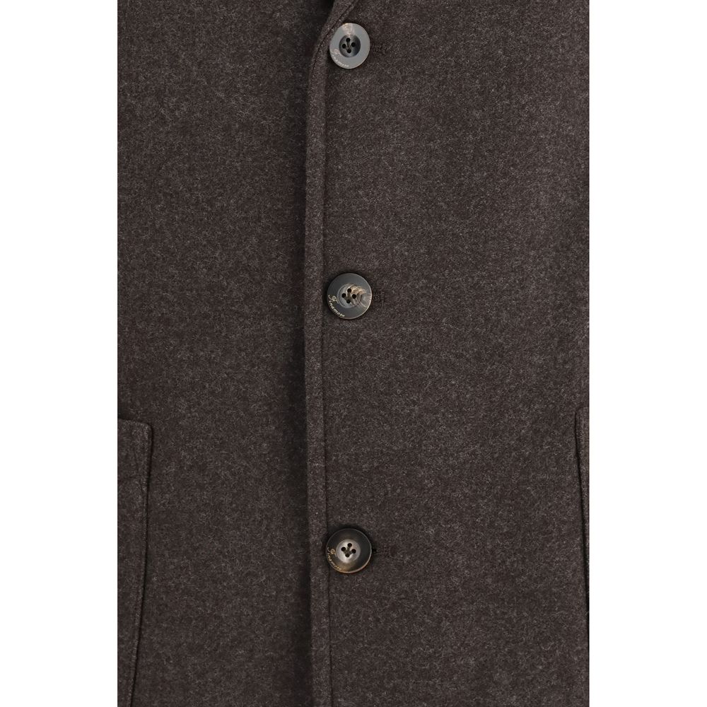 Finamore Brown Wool Full-Length Jacket