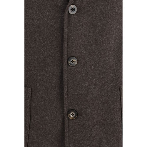 Finamore Brown Wool Full-Length Jacket