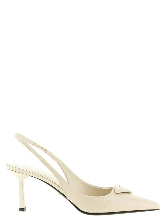 Prada White Calfskin High Heel Pumps